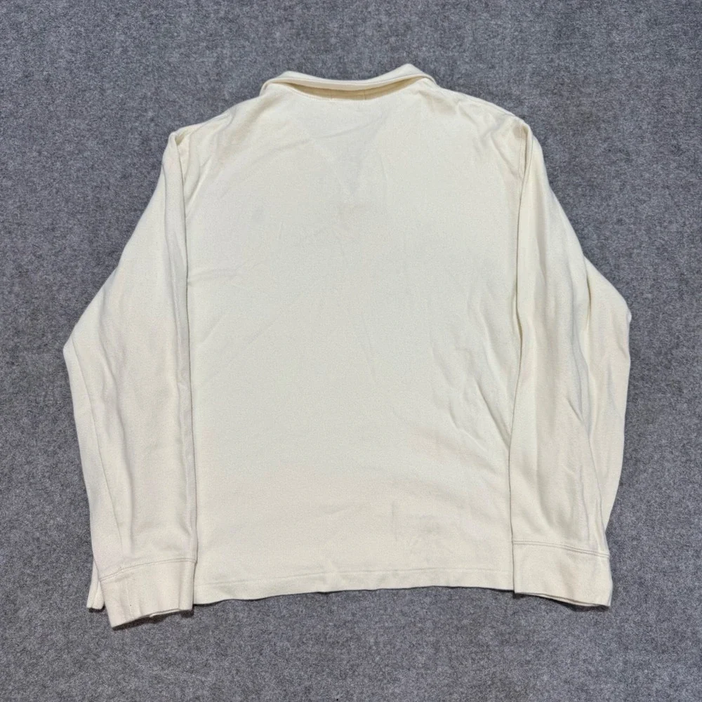 Polo Ralph Lauren Mens Estate Rib Quarter Zip Pullover Cream Off White Large